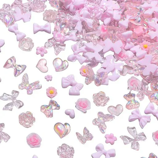 ネイルパーツ リボン 400個セット 3D 立体 可愛い 大きめ 蝶結び 花 ハート 月 蝶 カラフル オーロラ キラキラ 大容量 ネイルストーン デコパーツ ネイルアート パーツ レジンパーツ ジュエ…