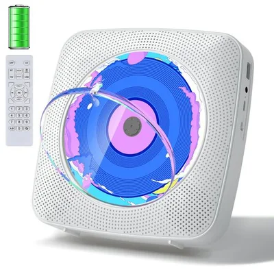 Kegaudio CDプレーヤー cdラジカセ Bluetooth 受信/送信 スピーカー内蔵 卓上&壁掛け式 電池内蔵 USB充電式 1台多役 FM/USB対応 A-Bリピート再生 音楽再生/語学学習/胎児教育 日本語説明書付き(ホワ…