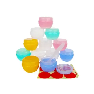 Wopanxye 12個セット 10ml 小分け丸ケース アクセサリー 収納 ビーズ収納ケース 化粧品用小分け容器 クリームケース 詰め替え容器 プラスチック ネイル収納ボックス 家庭用 旅行用品 10g クリ…
