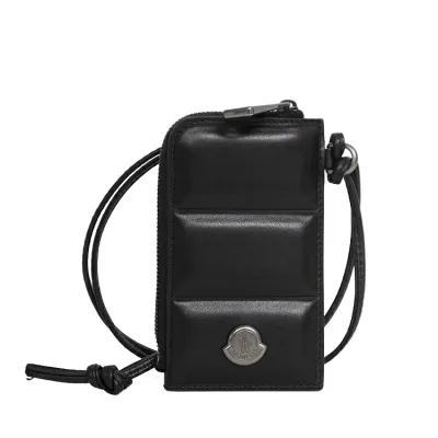 【美品】MONCLE フラグメントケース カードホルダー DOUDOUNE コインケース カーフ レザー ブラック ブランド小物 モンクレール 6342524m【中古】