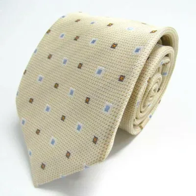 シンプルフレーズクラバット ブランド ネクタイ 小紋柄 スクエア柄 ドット シルク PO メンズ ベージュ SIMPLE PHRASE CRAVAT 【中古】
