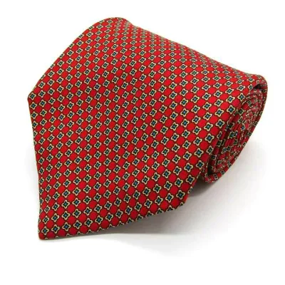 タイラック ブランド ネクタイ シルク 小紋柄 総柄 PO メンズ レッド Tie Rack 【中古】