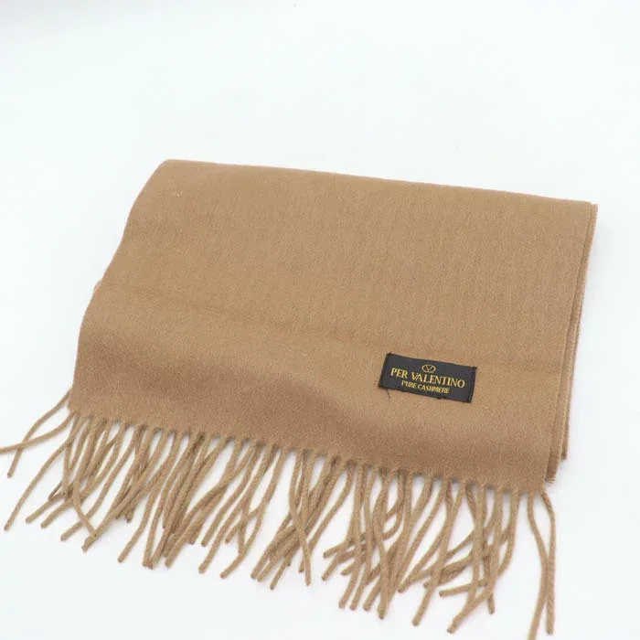 ペレ バレンチノ マフラー ブランド 無地 レディース メンズ ブラウン PER VALENTINO 【中古】