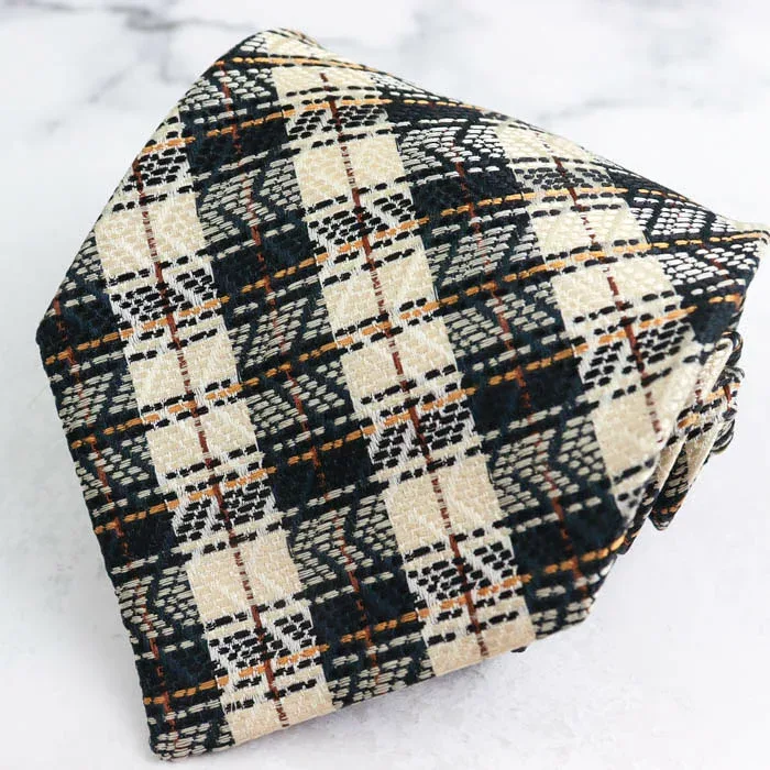 エルメネジルドゼニア ブランド ネクタイ チェック柄 シルク PO メンズ ベージュ Ermenegildo Zegna 世界最高峰 【中古】