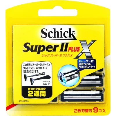 シック Schick スーパーIIプラスX 2枚刃 替刃 1個(9コ入) カミソリ 剃刀 髭剃り 替え刃