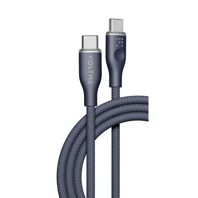 VOLTME ボルトミー 充電ケーブル PD対応 3A・60W 高耐久編み込み ナイロンケーブル USB-C&USB-C 1.8m ブルー C2163