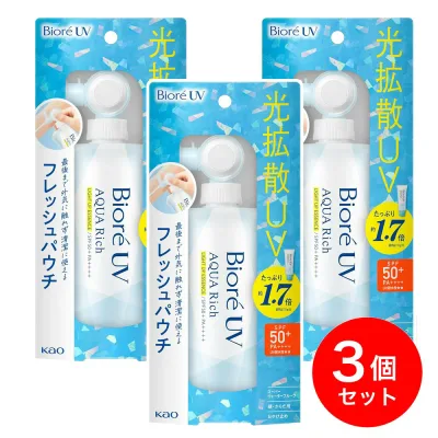 【まとめ買い】花王 ビオレ UV アクアリッチフレッシュパウチ 120g×3個セット 日焼け止め SPF50+ PA++++ 顔 からだ 化粧下地