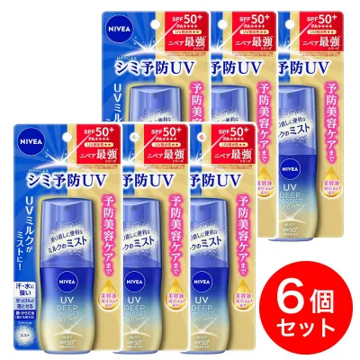 【まとめ買い】花王 ニベア UV ディープ プロテクト&ケア ミルクミスト 60ml×6個 日焼け止め シミ対策 塗り直し SPF50+/PA++++ スーパーウォータープルーフ