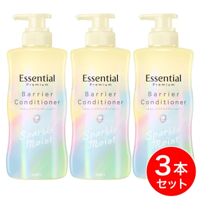 【まとめ買い】花王 エッセンシャル プレミアム うるおいバリアコンディショナー スパークルモイスト ポンプ 430ml ×3本セット