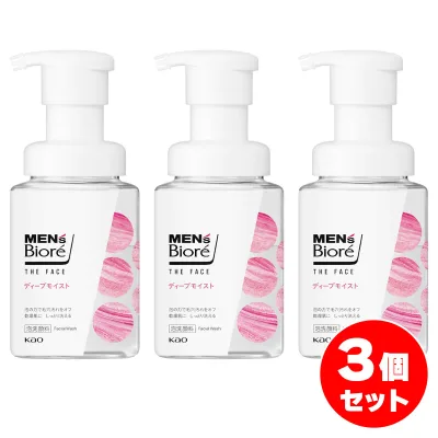 【まとめ買い】花王 メンズビオレ ザフェイス ディープモイスト 本体 200ml×3個 洗顔 泡洗顔 密着泡 メンズ Biore