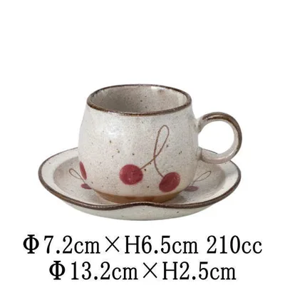 さくらんぼ赤丸型コーヒー碗&さくらんぼ赤丸型コーヒーC/S コーヒーカップ&ソーサーセット 日本製 国内産 カフェ食器 おしゃれな業務用食器 和食器