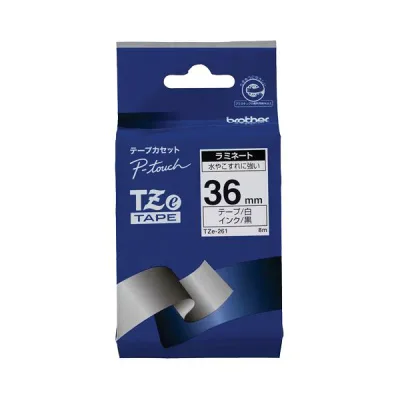 (まとめ) ブラザー BROTHER ピータッチ TZeテープ ラミネートテープ 36mm 白/黒文字 TZE-261 1個 【×4セット】