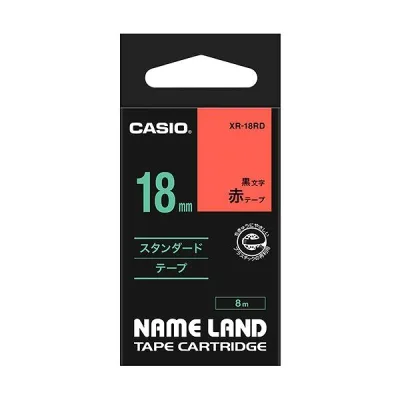 (まとめ) カシオ CASIO ネームランド NAME LAND スタンダードテープ 18mm×8m 赤/黒文字 XR-18RD 1個 【×10セット】