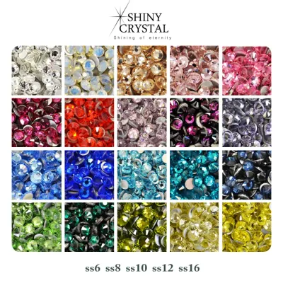 高品質ガラス製ラインストーン SHINY CRYSTAL シャイニークリスタル ネイルパーツ カラー品番1〜20 (ss6〜ss16) ネイルストーン ジェルネイル 推し活 デコ電 耳つぼ