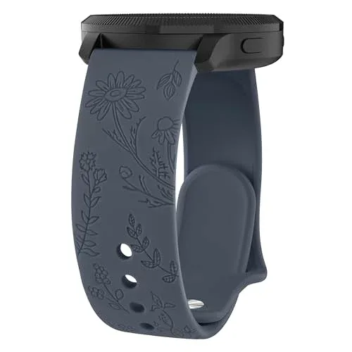 Garmin Venu Sq / Sq Music / Venu 2 Plus / Vivoactive 5 / Vivoactive 3 / Vivomove Sport / Forerunner 55 158 245 645 バンド 20mm 交換ベルト シリコン 交換バンド 花柄 フラワー Garmin Vivomove Style / Luxe / HR (ブルーグレー)