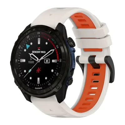 Garmin Tactix 8 51mm / Garmin Fenix 8 51 mm / Enduro 3 / Descent Mk3i / tactix 7 AMOLED / Instinct 2X 対応 シリコン製 弾力性 交換バンド QuickFit 26mm 交換ベルト コンパチブル Garmin Fenix 7X Pro / 7X / Fenix 6X バンド ホワイト / オレンジ ...