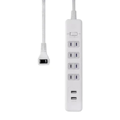 エルパ(ELPA) 耐雷USBタップ 雷ガード 延長コード コンセント 4個口 2m 100V 14A ブレーカー WLS-402USB 送料無料