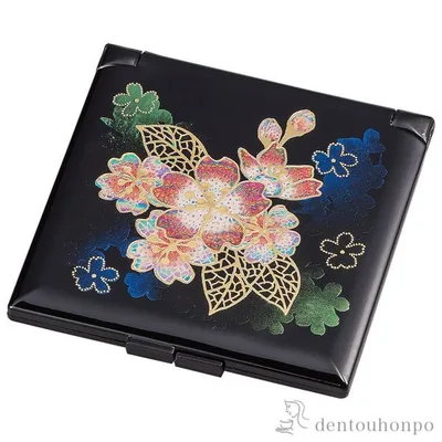 ミニコンパクトミラー 輝桜 拡大鏡付き ( 名入れ有料 ハンドミラー コンパクト お土産 記念品 アンティーク 山中漆器 結婚 出産 内祝い 引き出物 金婚式 誕生日プレゼント 還暦祝い 古希 喜寿 米寿 退職 定年 プレゼント お祝い お返し お礼 令和 両親 父 母 男性 女性 )