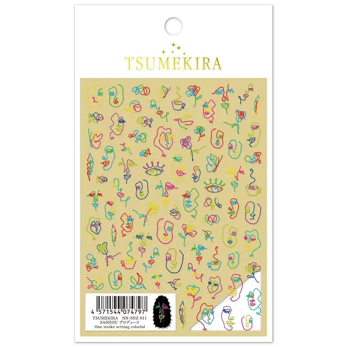 TSUMEKIRA(ツメキラ) ネイルシール SANZOUプロデュース One stroke writing colorful NN-SNZ-011 薄い しなやか 高品質 送料無料(普通郵便)