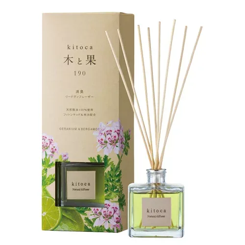 【SG】 3個セット 消臭・芳香剤(リードディフューザー)木と果(大容量) 6209 ゼラニウム&ベルガモット (天然精油100%使用)190ml/日本製