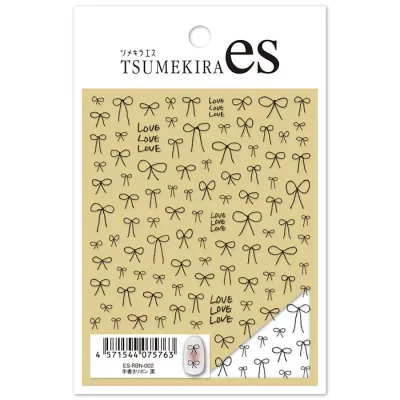 TSUMEKIRA(ツメキラ) ネイルシール ES-RBN-002 【es】手書きリボン 黒 送料無料(普通郵便)