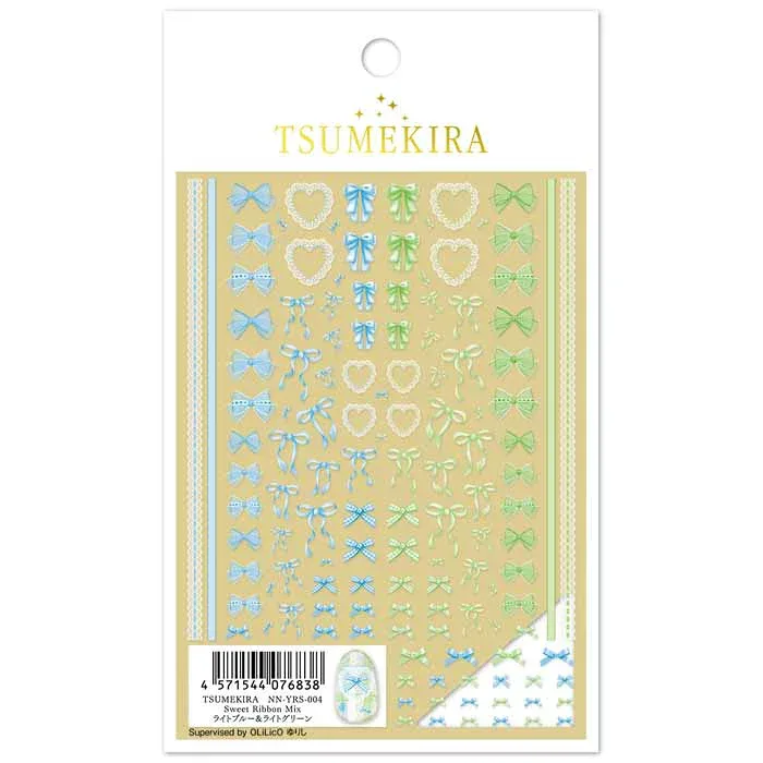 TSUMEKIRA(ツメキラ) ネイルシール Sweet Ribbon Mix ライトブルー&ライトグリーン NN-YRS-004