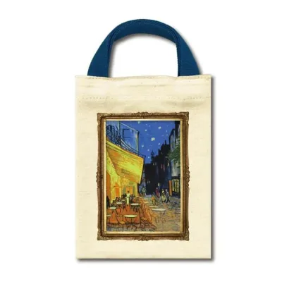 名画コットンミニバッグ ゴッホ「夜のカフェテラス」 AB-00707 手提げバッグ サブバッグ 小さめ 【メール便 送料無料】