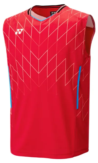 YONEX ヨネックス メンズゲームシャツ ノースリーブ ジャパンレッド O 10699 364 | スポーツ スポーツウェア 競技 テニス 軟式 硬式 バトミントン ウェア シャツ ノースリーブ メンズ UVカット 吸汗 速乾 クール 制電 ストレッチ ゲームウェア ユニフォーム 男性 男女兼用