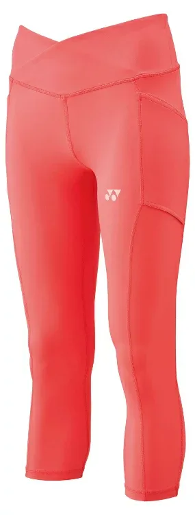 YONEX Women's 7 Butake Leggings Coral Red O 42018Y 475 | Sports Sportswear Competition Tennis Soft/Rigid Leggings Spats Long Tights Compression Stretch UV Protection Fashion Casual Ladies Women Badminton