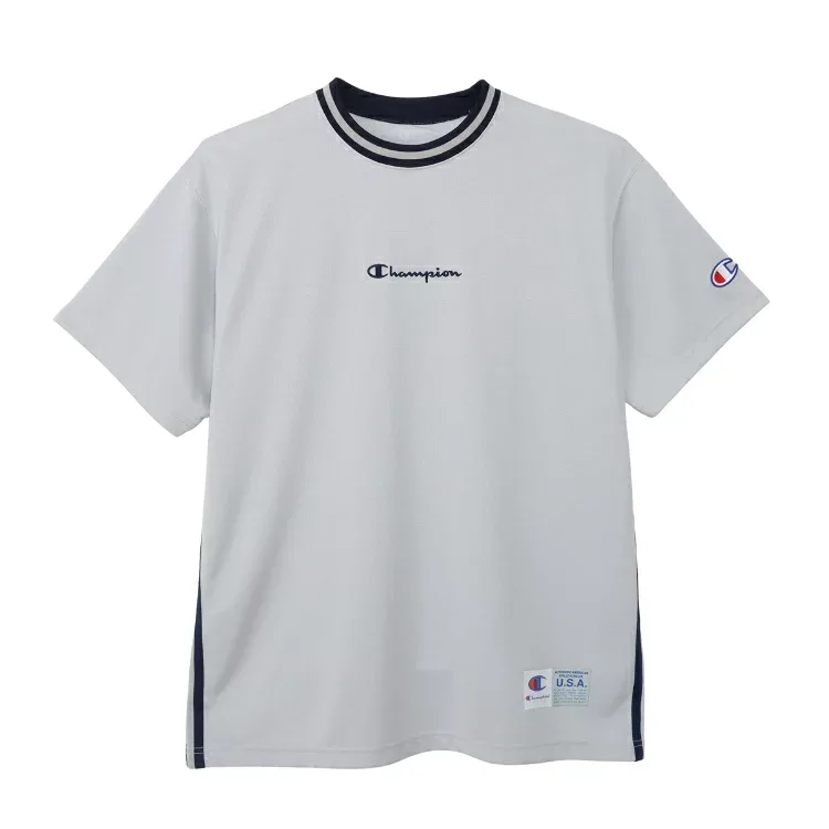 CHAMPION チャンピオン SHORT SLEEVE T-SHIRT ライトグレー XL C3-DB350 30 | トップス 半袖 ショートスリーブ Tシャツ 通気性 UVカット 吸汗性 速乾性 抗菌 防臭 丸首 バスケットボール スポーツ メンズ ユニセックス 男女兼用 ウエア ウェア 衣類 服 ファッション