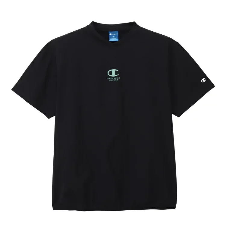 CHAMPION チャンピオン SHORT SLEEVE SHIRT ブラックXセージグリーン S C3-DVC27 9SG | トップス 半袖 ショートスリーブ Tシャツ 吸汗性 速乾性 ストレッチ性 バレーボール スポーツ トレーニング メンズ ユニセックス 男女兼用 ウエア ウェア 衣類 服 ファッション