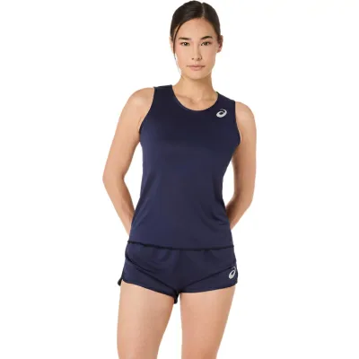 asics アシックス ウィメンズランニングシャツ ネイビー S 2092A554 400 | スポーツ用品 トップス ランニングウェア ウェア ウエア ランニングシャツ 陸上競技 ユニフォーム ノースリーブ ウィメンズ レディース 女性用 ジョギング マラソン 吸汗速乾性