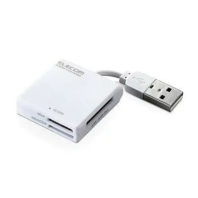 【2011年モデル】エレコム カードリーダー USB2.0 ケーブル固定機能搭載 ホワイト MR-K009WH 全1色 全1サイズ