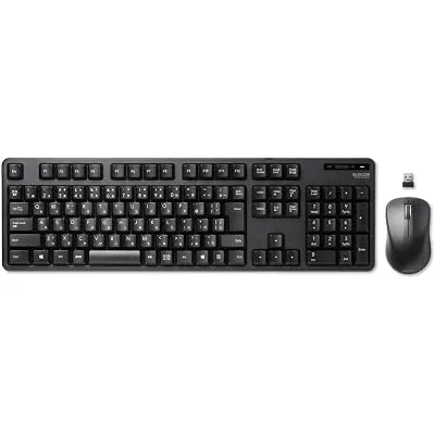 エレコム キーボード 【マウスセット】 ワイヤレス (レシーバー付属) メンブレン フルキーボード ブラック TK-FDM106MBK