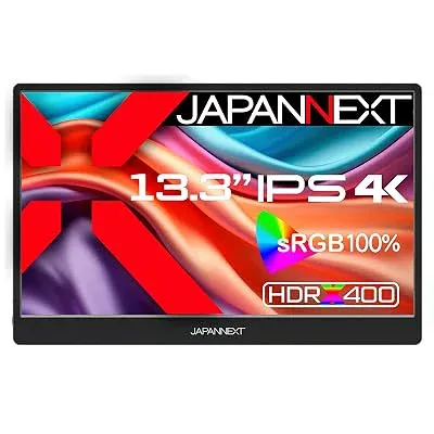JAPANNEXT 13.3インチ モバイルモニター IPS パネル 4K UHD 3840x2160解像度 スマートケース付き (Type C/PC対応/スピーカー内蔵 / sRGB100% / 非光沢) JN-MD-IPS1332UHDR