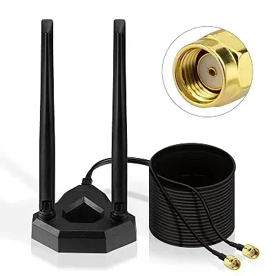 BINGFU 2.4GHz・5GHZ 8dbi WIFIアンテナ 無指向性 RP-SMAプラグ 強力な磁性ベース ワイヤレスWLAN用