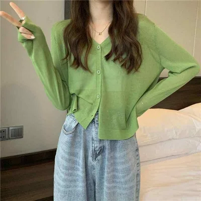 ニットカーディガン レディース UVカット 薄手 長袖 夏用 ゆったり カジュアル トップス ソフト フィット 接触冷感 吸湿速乾 軽量 綿混 再生繊維 普段使い アウトドア ブラック ピンク系 アイボリー