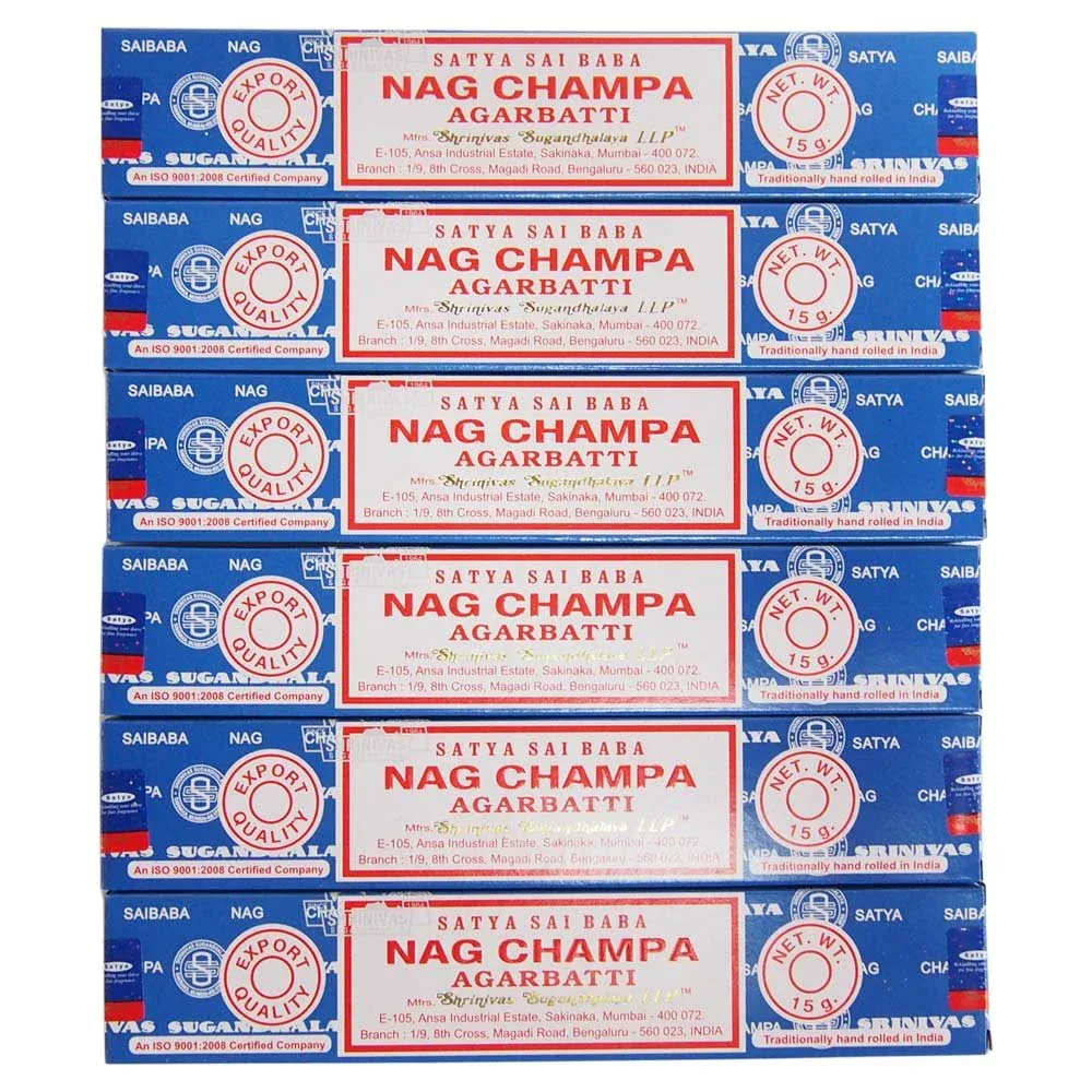 SATYA サイババ ナグチャンパ スティック お香 6箱セット インド香 サティヤ NAG CHAMPA スティックタイプ インセンス アロマ