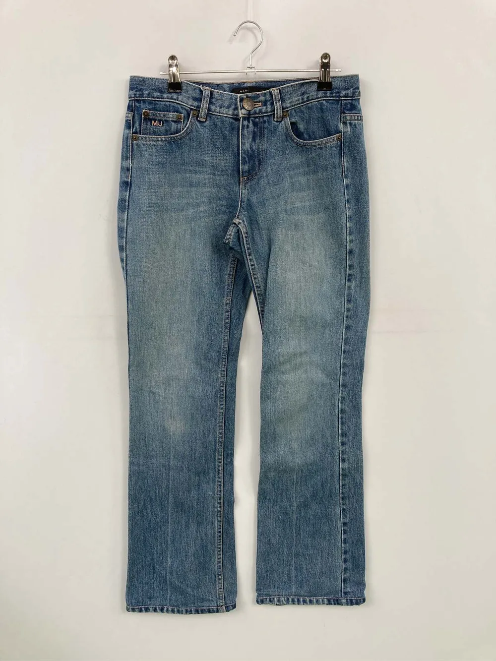 【中古】MARC JACOBS マークジェイコブス デニムパンツ 2 ブルー フルレングス 無地 スタンダード フレア・ブーツカット レギュラー ヴィンテージ レディース ブランド古着 送料無料
