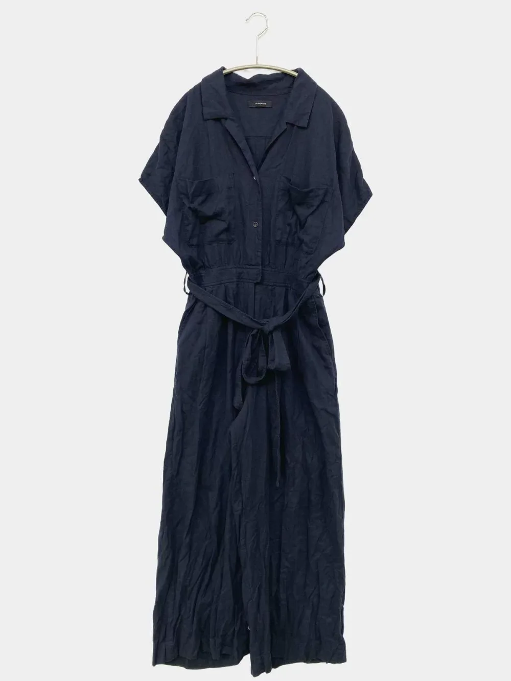 【中古】JEANASIS ジーナシス つなぎ/オールインワン F ネイビー フルレングス リネン・麻 レディース ブランド古着
