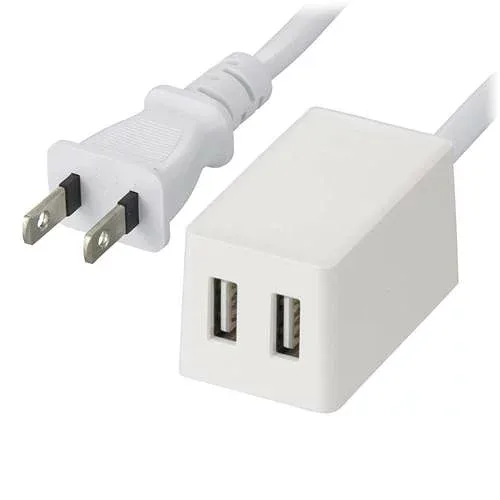 OHM オーム電機 コード付USBチャージャー(コード長2m/ストレートプラグ/USB充電ポート×2/急速充電対応/ホワイト) HS-2MUSB-22