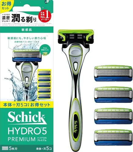 Schick(シック) ハイドロ5プレミアム 敏感肌用 コンボパック ホルダー(刃付き+替刃4コ入) 髭剃り カミソリ