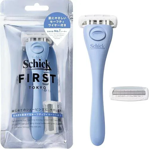 Schick Schick First Shaving Holder (with blade + 1 replacement blade) Ocean Blue Shaving Razor