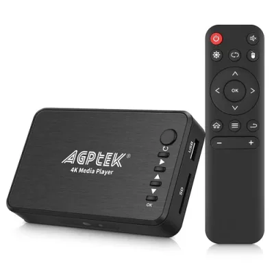 AGPTEK 4K@30Hz HDMIテレビメディアプレーヤー HDMI/AV/VGA出力対応 デジタルMP4プレーヤー 14TB HDD 256GB USBドライブ SDカード H.265 MP4対応 リモコン付属 MP3/AVI/RMVB/MPEGなど再生可能 MYPIN