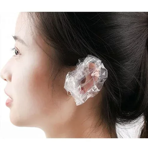 耳キャップ 使い捨て イヤーキャップ 100枚入り 防水 防塵 耳カバー 毛染め 髪染め パーマ キャップ 業務用 ホテル・エステ用 透明 耳保護 フリーサイズ 男女兼用