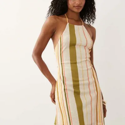 エイソス ASOS asos ASOS DESIGN ホルターネック Aライン ミニドレス(ブラウン) ワンピース レディース 女性 インポートブランド 小さいサイズから大きいサイズまで