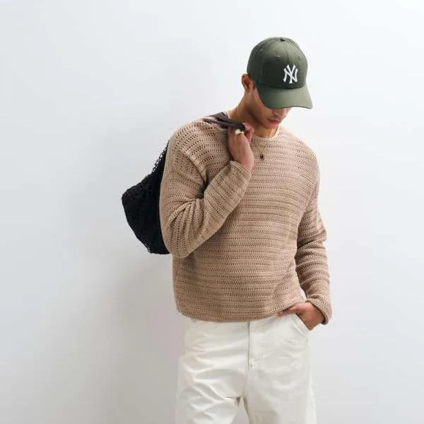 エイソス ASOS asos ASOS DESIGN オーバーサイズ長袖ニットリブTシャツ(ストーンマール) トップス メンズ 男性 インポートブランド 小さいサイズから大きいサイズまで