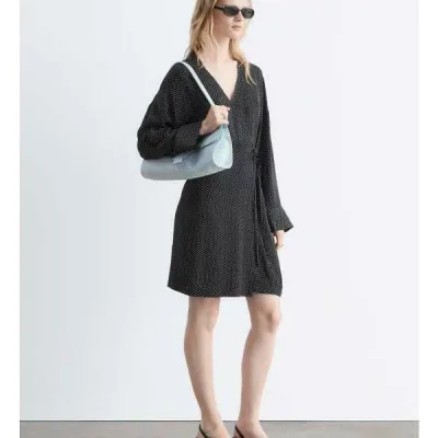 アンドアザーストーリーズ & Other Stories & Other Storiesの黒のドット柄リネンラップドレス ワンピース レディース 女性 インポートブランド 小さいサイズから大きいサイズまで