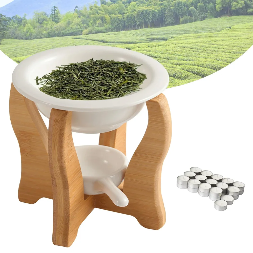 【最大50%オフクーポン】茶香炉 香炉 アロマポット 陶器 茶香炉一式セット アロマバーナー アロマディフューザー 家庭 オフィス ヨガ 美容 木製 おしゃれ かわい