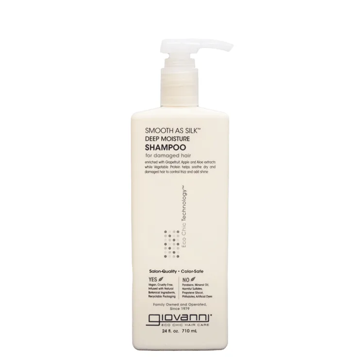 ジョバンニ ジョヴァンニ giovanni スムーズアズシルク モイスチャー シャンプー 710ml ヘアケア オーガニック 自然派 植物エキス ボタニカル ダメージケア キューティクル ドライヘア 熱ダメージ 紫外線 乾燥 ドライヤー しっとり まとまる
